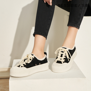 清仓 加绒饼干小白鞋 BESSIEIE 新款 增高休闲鞋 贝缌冬季