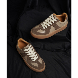贝缌牛皮复古休闲鞋 BESSIEIE 百搭时尚 德训鞋 女鞋 厚底鞋 热卖