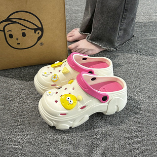 沙滩 韩式 增高鞋 洞洞鞋 女外穿厚底eva防滑踩屎感两穿凉拖夏季
