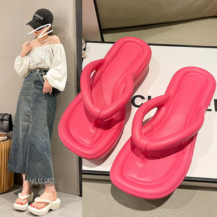 松糕鞋 韩式 欧美户外沙滩鞋 厚底女人字拖夹角拖鞋 年踩屎感高跟时尚