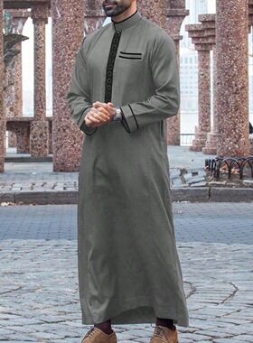 Muslim men's long robe非洲男士长袍长袖刺绣民族服饰连