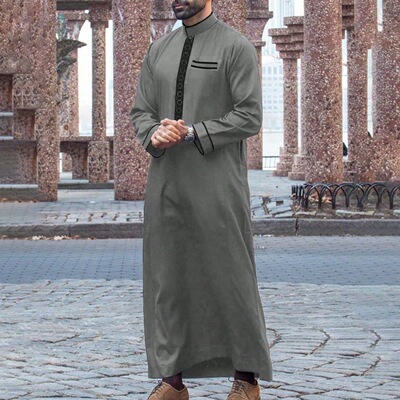 Muslim men's long robe非洲男士长袍长袖刺绣民族服饰连