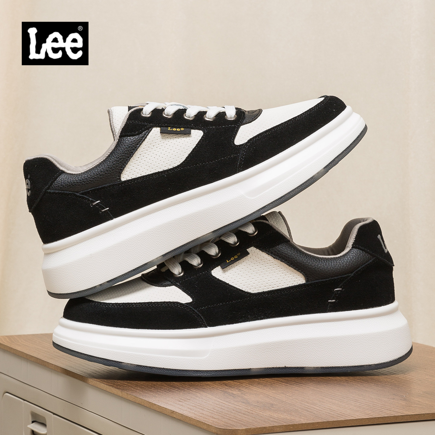 Lee鞋子男2026秋冬新款男鞋潮牌高级感厚底熊猫鞋百搭休闲板鞋男,流行男鞋,休闲板鞋,淘宝优惠券,粉丝福利购,淘宝优惠卷