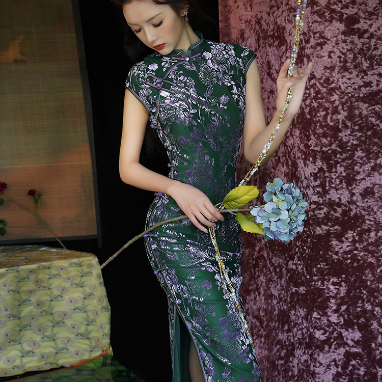 复古丝绒旗袍2025年新款