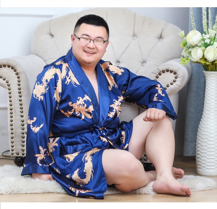 男士套装夏季长袖丝绸薄款加肥加大码男式中老年人睡袍家居服睡衣|ruв категории Нижнее белье, халат/халат - от Buy2taobao.com для оказания профессиональной услуги покупки агента Taobao