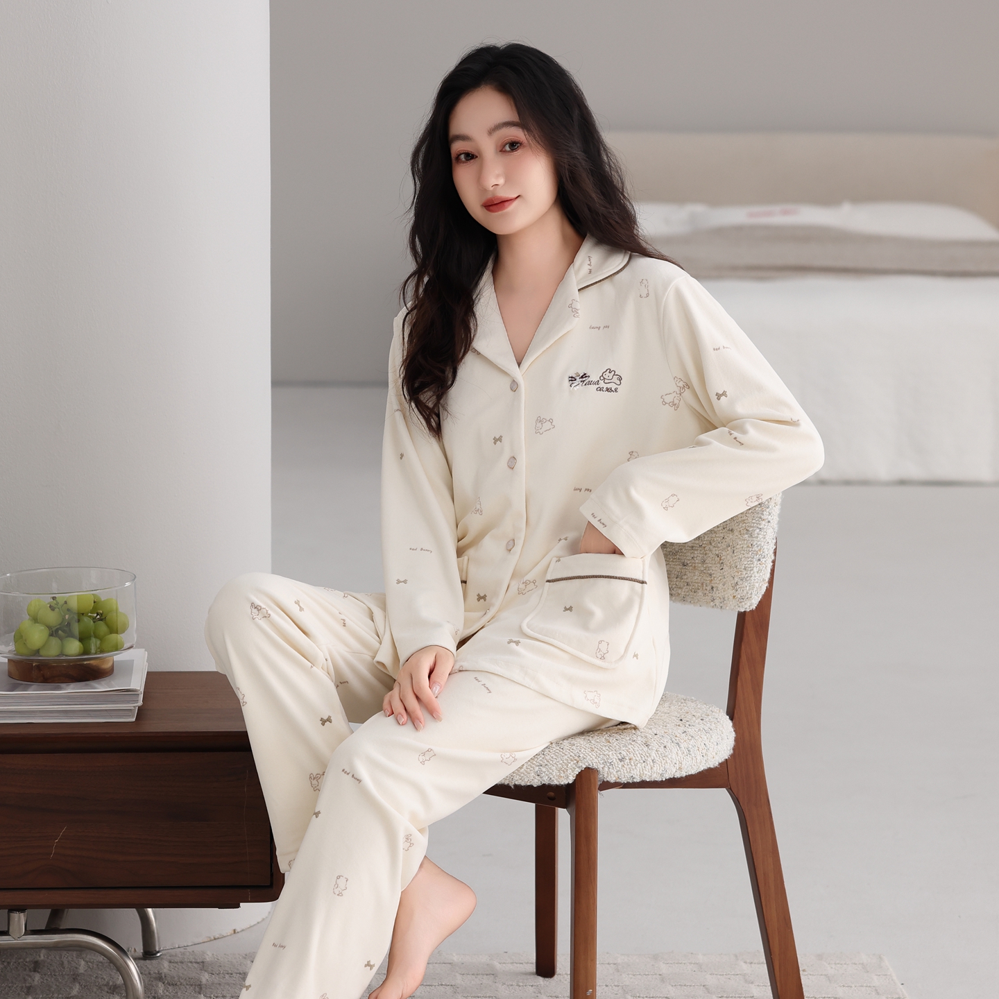 珊瑚绒睡衣女冬休闲保暖加厚开衫长袖秋冬海岛绒薄绒可外穿家居服