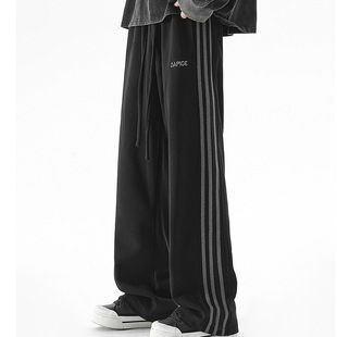 韩里韩气的穿搭裤子男美式黑色2025新款今年流行爆款宽松bf慵懒风