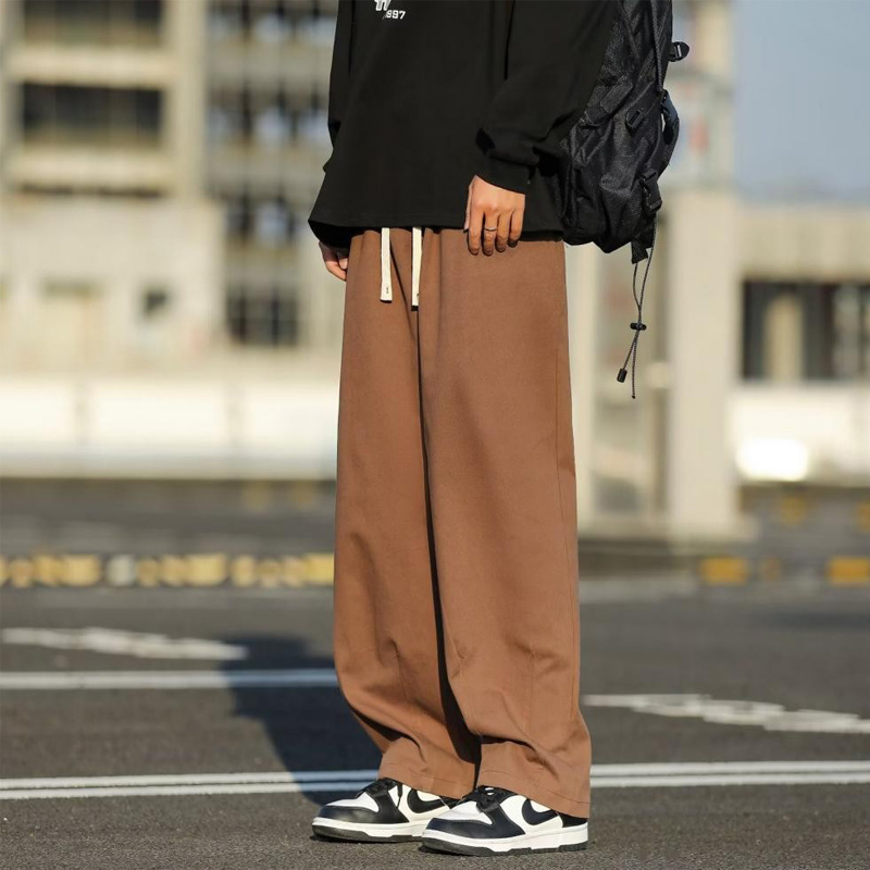 男士裤子2025新款今年流行爆款棕色夏日轻薄款松弛感青少年休闲裤