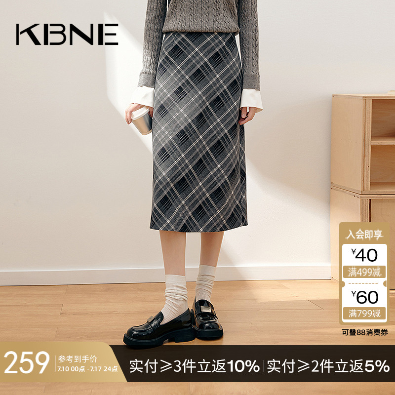 半身裙女裙子秋冬款kbne2025春季新款格子a字裙今年流行爆款半裙