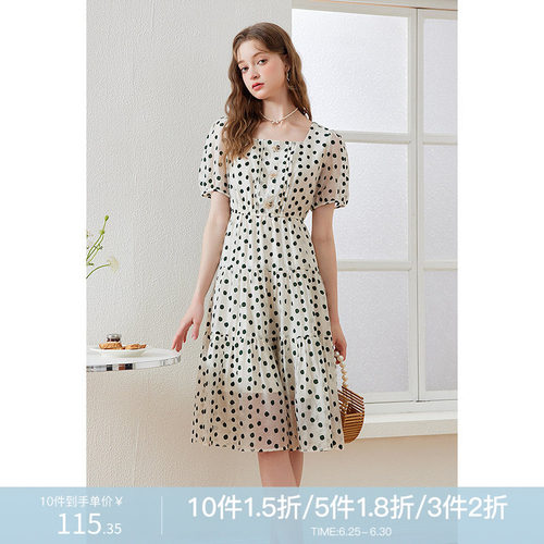 KBNE【商场同款】连衣裙女裙子夏季2025新款港味茶歇裙330525116