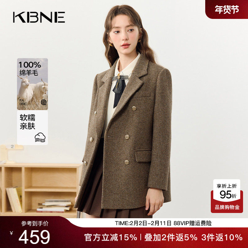 全羊毛老钱风西装外套女kbne秋冬新款气质慵懒高级感休闲西服女