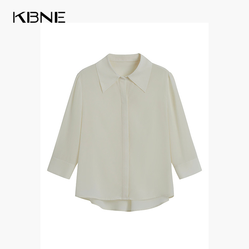 KBNE衬衣女款夏季女士年新款女轻奢高级感白色长袖桑蚕丝衬衫