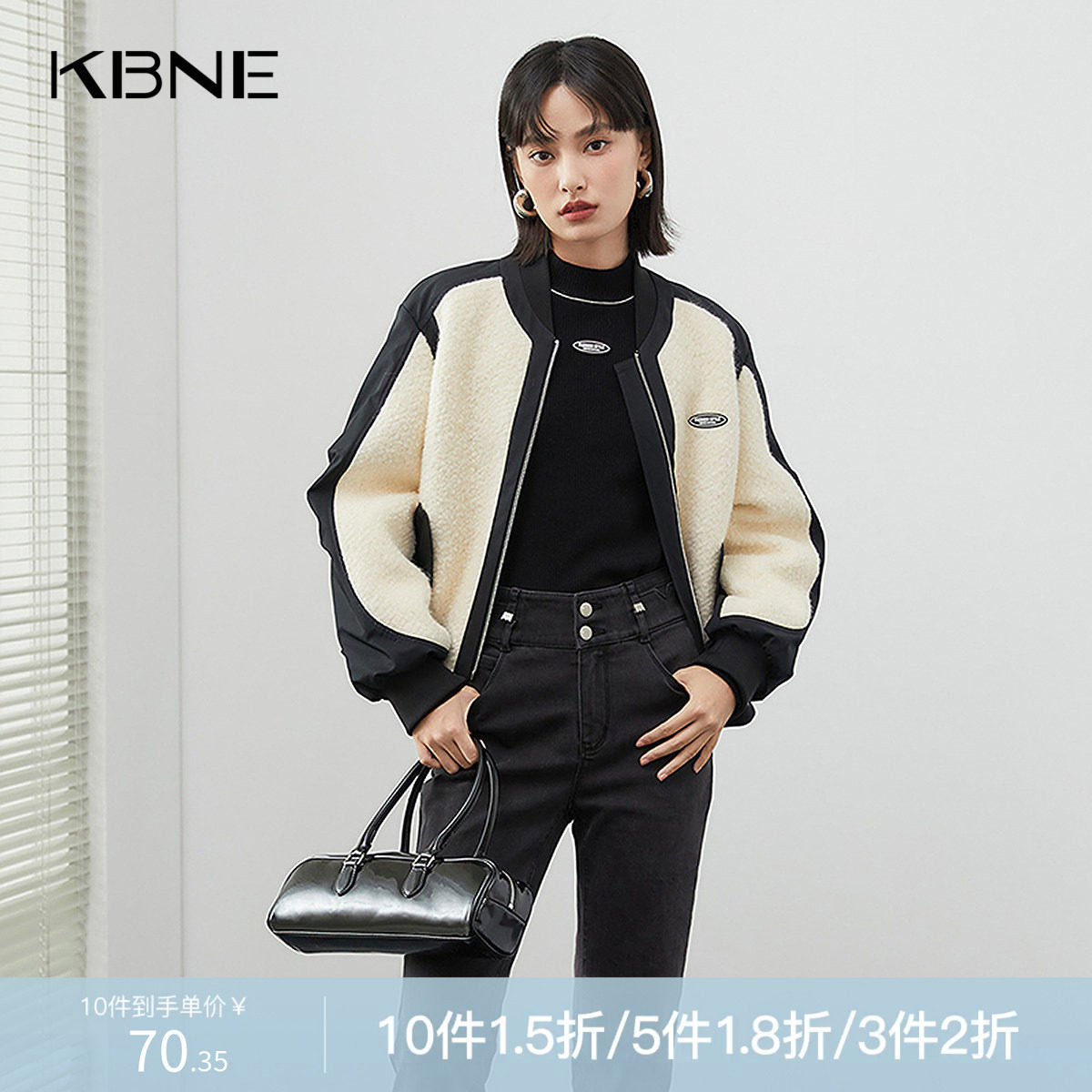 黑色羊毛针织衫长袖上衣小个子毛衫341129017