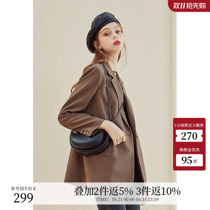 西装外套女秋秋咖色上衣 kbne2026秋季新款长袖小个子休闲小西服