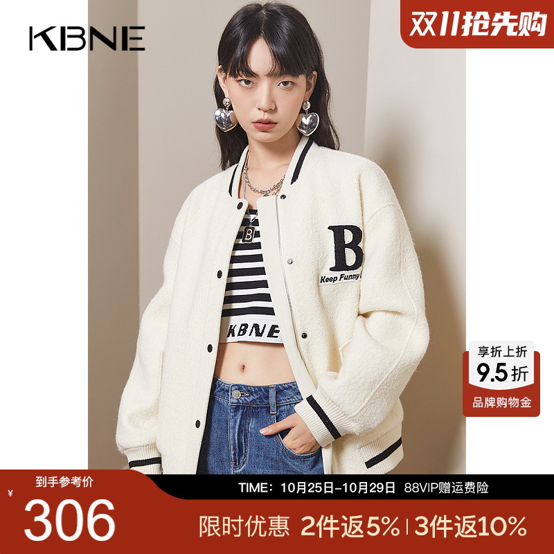 KBNE【商场同款】全羊毛短外套女2025秋冬新款复古美式学院风上衣