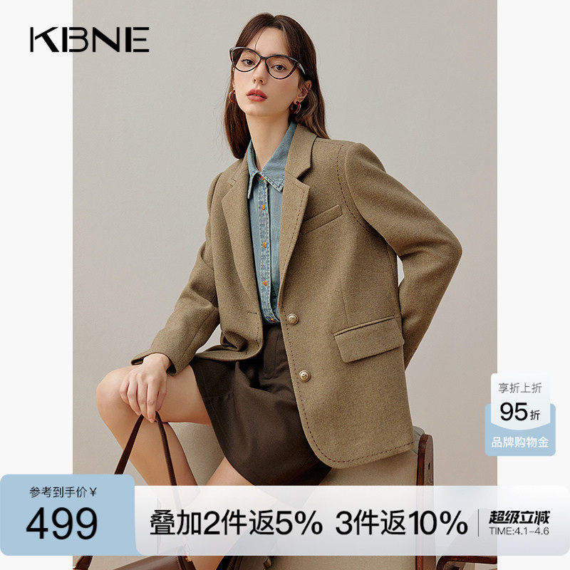 KBNE卡其色休闲西装外套女气质西服2026新款职场通勤正装上衣春秋