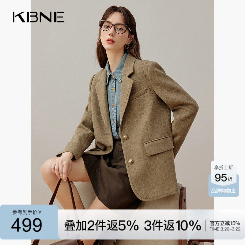 KBNE卡其色休闲西装外套女气质西服2026新款职场通勤正装上衣春秋