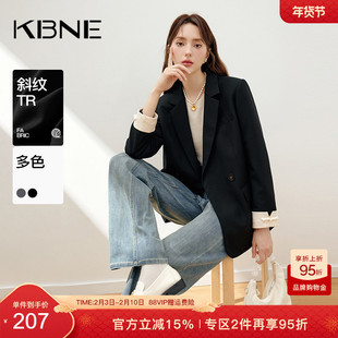 KBNE2026新款黑色长袖双排扣西服西装外套女宽松休闲职场正装春秋