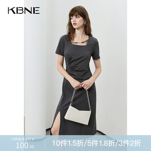 KBNE【商场同款】连衣裙女小个子2025夏新款气质法式短袖醋酸裙子