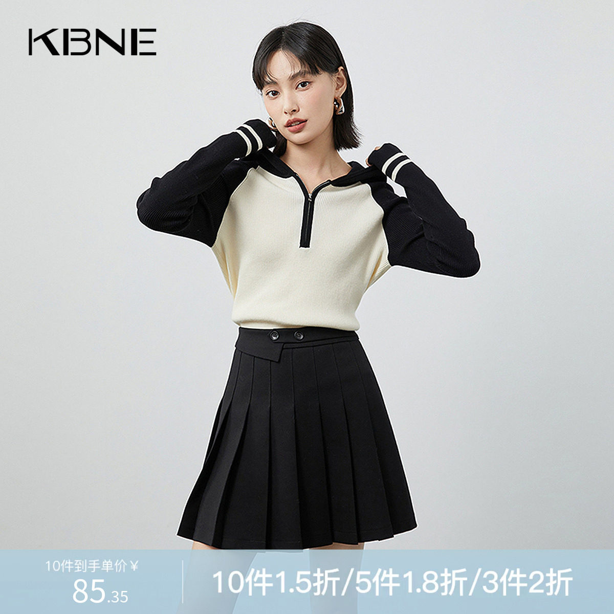 白色连帽针织衫长袖上衣小个子毛衣女341119015