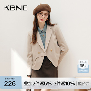 KBNE白色西装外套女小个子休闲西服2026春装新款复古韩版宽松上衣
