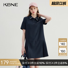 KBNE藏青色连衣裙青春活泼polo领2025夏季新款学院风休闲裙子女