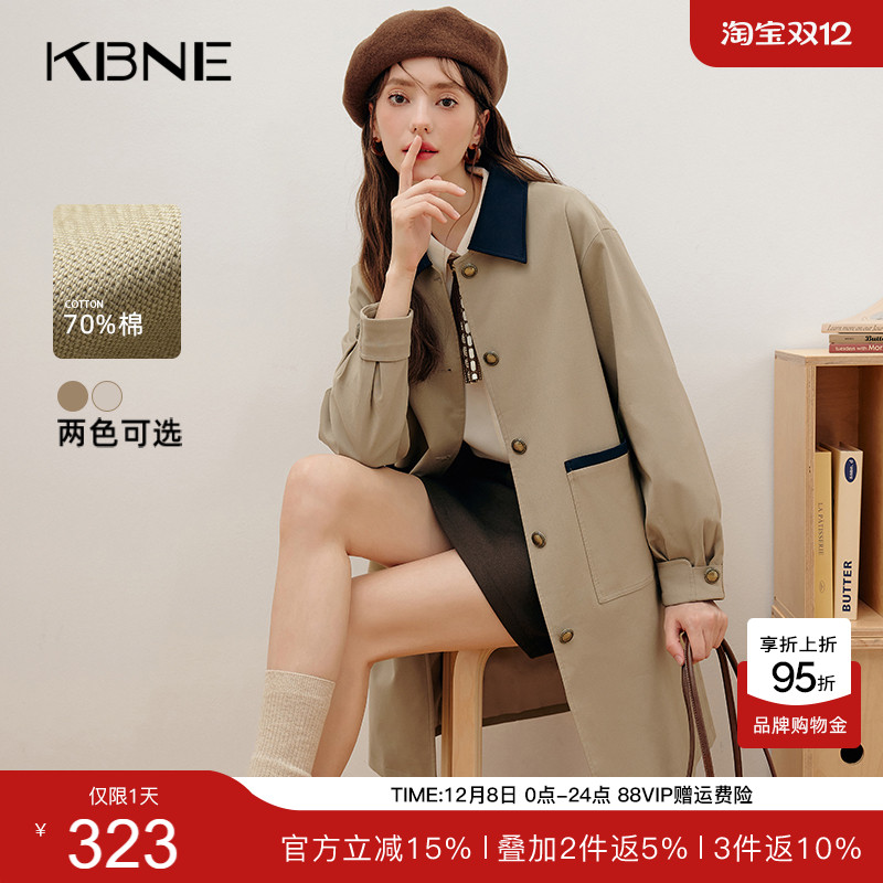 新款英伦风大衣小个子长款秋冬女