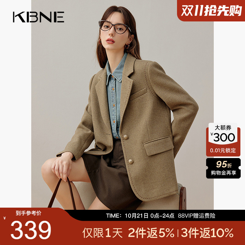 KBNE卡其色休闲西装外套女气质西服2025新款职场通勤正装上衣春秋