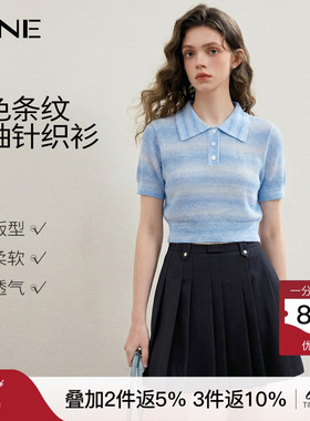 KBNE蓝色短袖系恤修身小衫2026夏季新款小个子短款独特上衣女