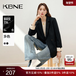 KBNE2026新款黑色长袖双排扣西服西装外套女宽松休闲职场正装春秋