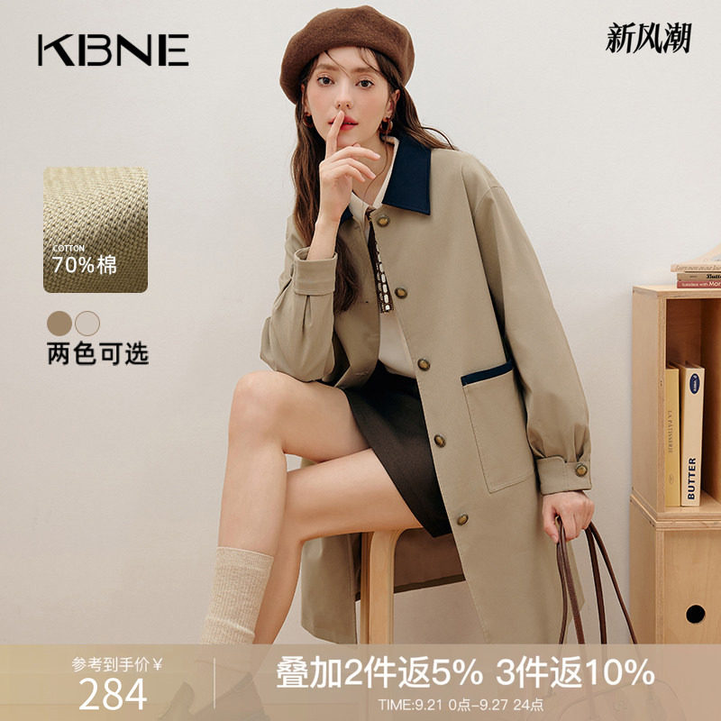 新款英伦风大衣小个子长款秋冬女