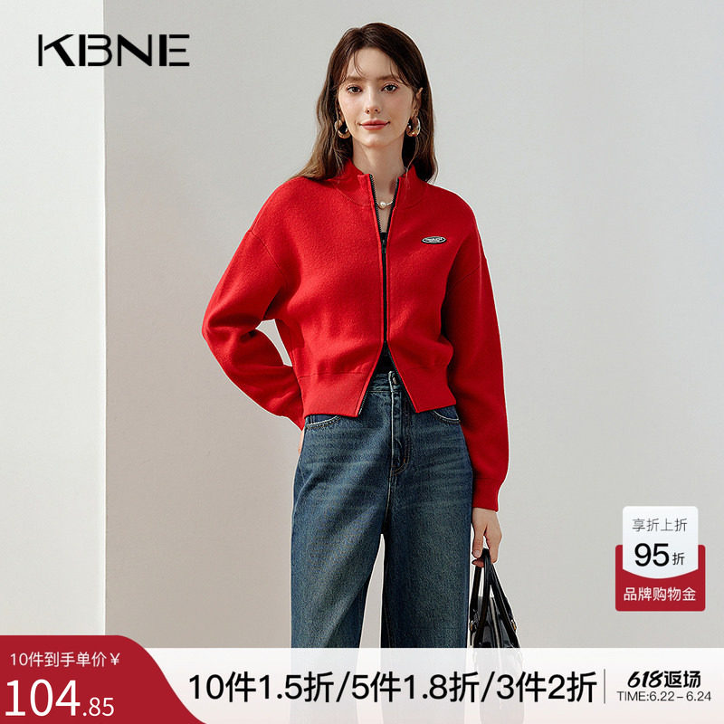 KBNE【商场同款】红色短款外套女2026春装遮肉显瘦小个子流行上衣