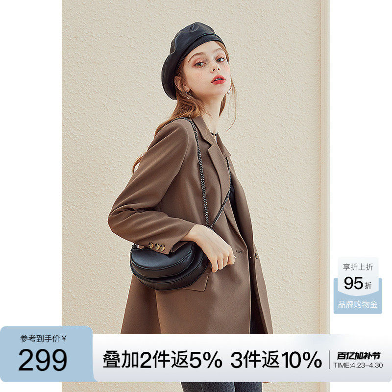 西装外套女春秋咖色上衣 kbne2026春季新款长袖小个子休闲小西服