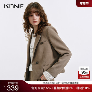 KBNE西装女浅咖色高级感正肩上衣2026秋季新款百搭小个子通勤外套