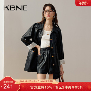 KBNE2026新款黑色皮衣外套女高级感风衣短款夹克修身复古上衣春秋