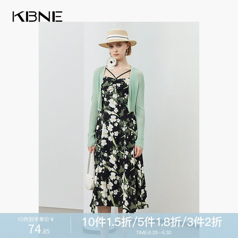KBNE年夏季新款长袖开衫防晒外搭薄款短袖镂空针织长款外套女