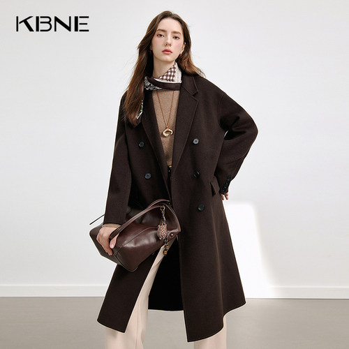 【大粒儿粉丝专享】【羊绒】咖色毛呢外套羊毛呢子大衣741038350