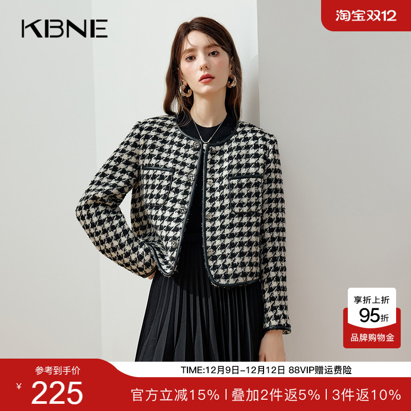 KBNE【商场同款】绵羊毛呢外套女2025冬季新款爆款小香风毛呢外套