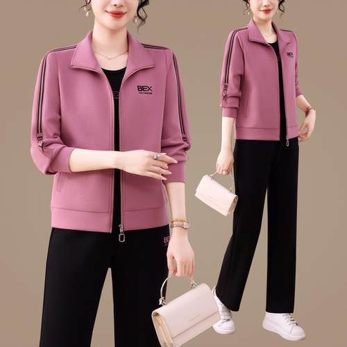 妈子休闲运动装套装春秋季新款小96511059个修妈女身减龄小脚裤三