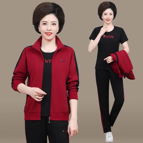 妈妈春76111426上装外套款中老运动服年套装女春秋中年妇新女衣三