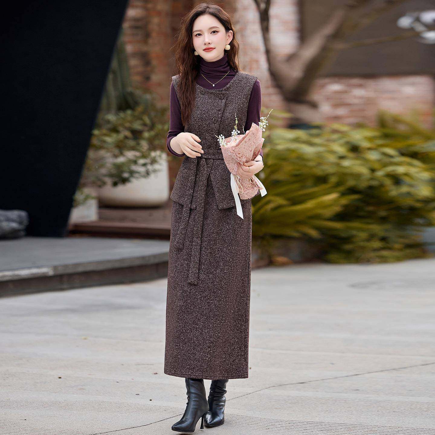 洋气马甲打底衫半女身裙件套2裙025冬季新款气质三时尚XM955-10套