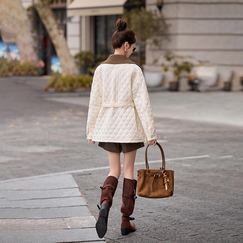 系穿搭棉秋冬女ZWEI1060士薄中长腰带款毛线夹翻领经韩典百搭简约