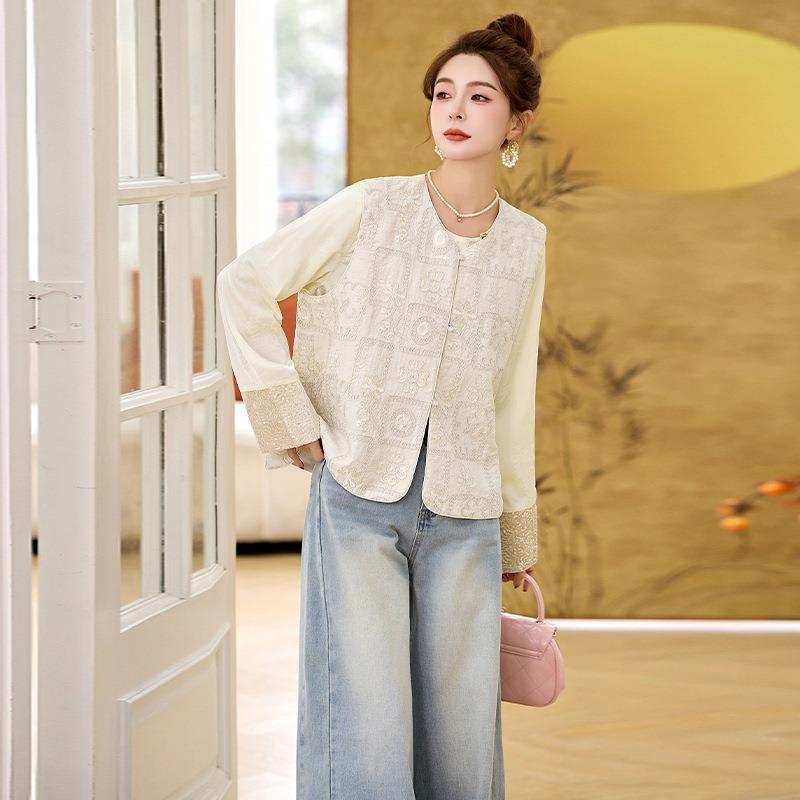 新甲中式刺绣丝马外女套春秋新款国蕾ZCAI8120风复古提花亮片马夹