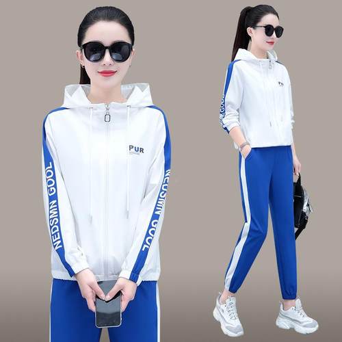连装帽卫衣套女个春秋新款小子时尚韩MDO版步休闲两跑件套