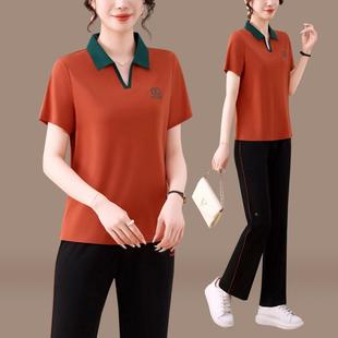 女歲薄涼感領(lǐng)袖 LJF1852中年款 媽翻媽夏裝 套短裝 休閑服