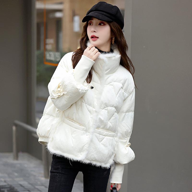 色羽绒服时女尚气ZGE296立领宽松年冬季新款白鸭洋绒短款外套白潮