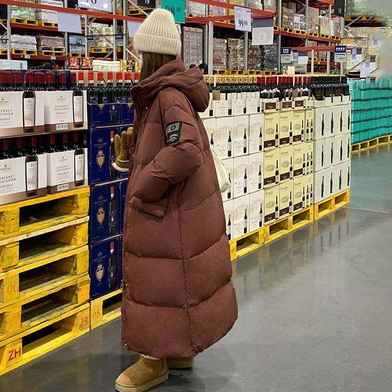 安可拉红子连膝羽帽绒服女冬长款过新款韩系c139-865学院大被白鸭