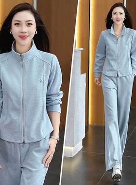 妈妈秋闲装96511181绣花外套新年款老年人休中运动服套装女春秋两