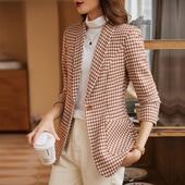 套女新外款 春秋季 今年流YJE 千鸟闲格装 2013行韩版 休气质小西服上