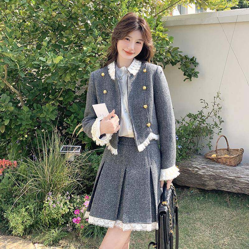 小香短气质减龄小个褶子百裙两件套秋季新款高级风感套装ZR2C20裙